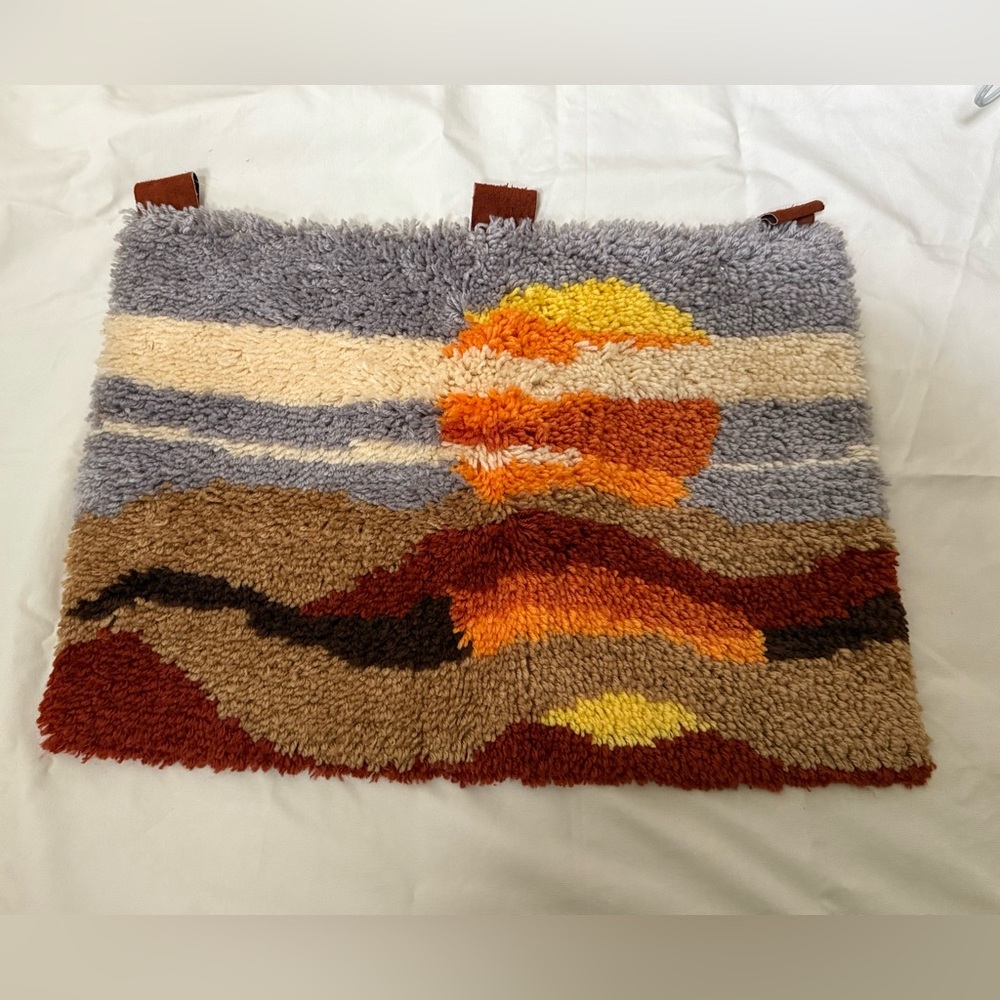 Vintage 70s Retro Sunset Latch Hook Shag Rug
Wall Hanging Decor